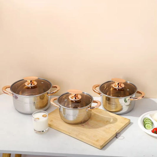 Set de Ollas de Acero Inoxidable para Inducción 6 Piezas Nía