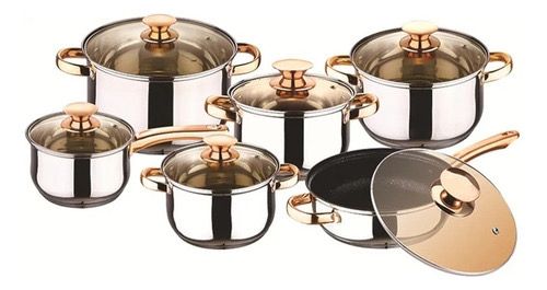 Set de Ollas Nia de Acero Inoxidable 12 Piezas Premium Antiadherente