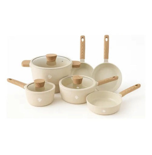 Set Bateria Ollas en Mármol Granito Antiadherente Schaffhausen de 9 piezas Biege