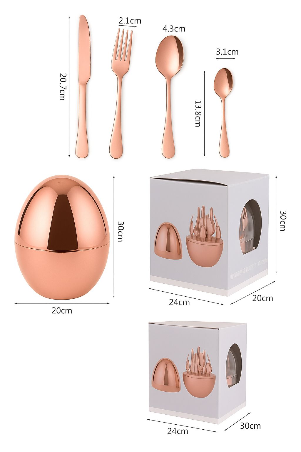 Juego de Cubiertos de Acero Inoxidable 24 Piezas con Estuche Moderno Elegante para Hogar