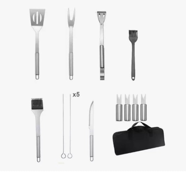 Set de Utensilios Parrillada BBQ de 15 piezas acero inoxidable BD-15