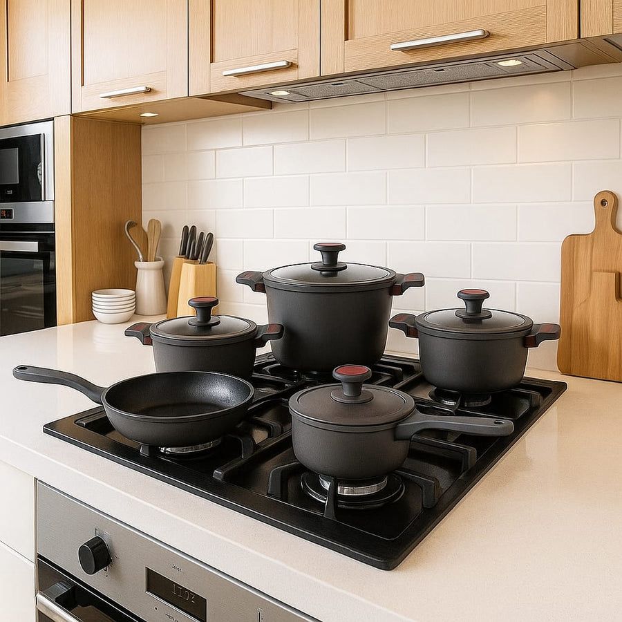 Set de Ollas Renahouse Germany 9 Piezas | Antiadherentes Premium | Libres de PFOA y Plomo | Batería de Cocina de Lujo