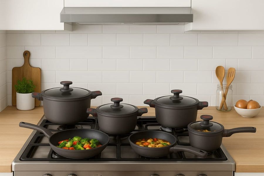 Set de Ollas Renahouse Germany 9 Piezas | Antiadherentes Premium | Libres de PFOA y Plomo | Batería de Cocina de Lujo