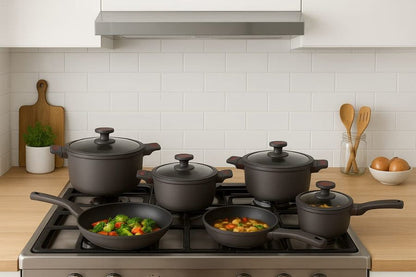 Set de Ollas Renahouse Germany 9 Piezas | Antiadherentes Premium | Libres de PFOA y Plomo | Batería de Cocina de Lujo