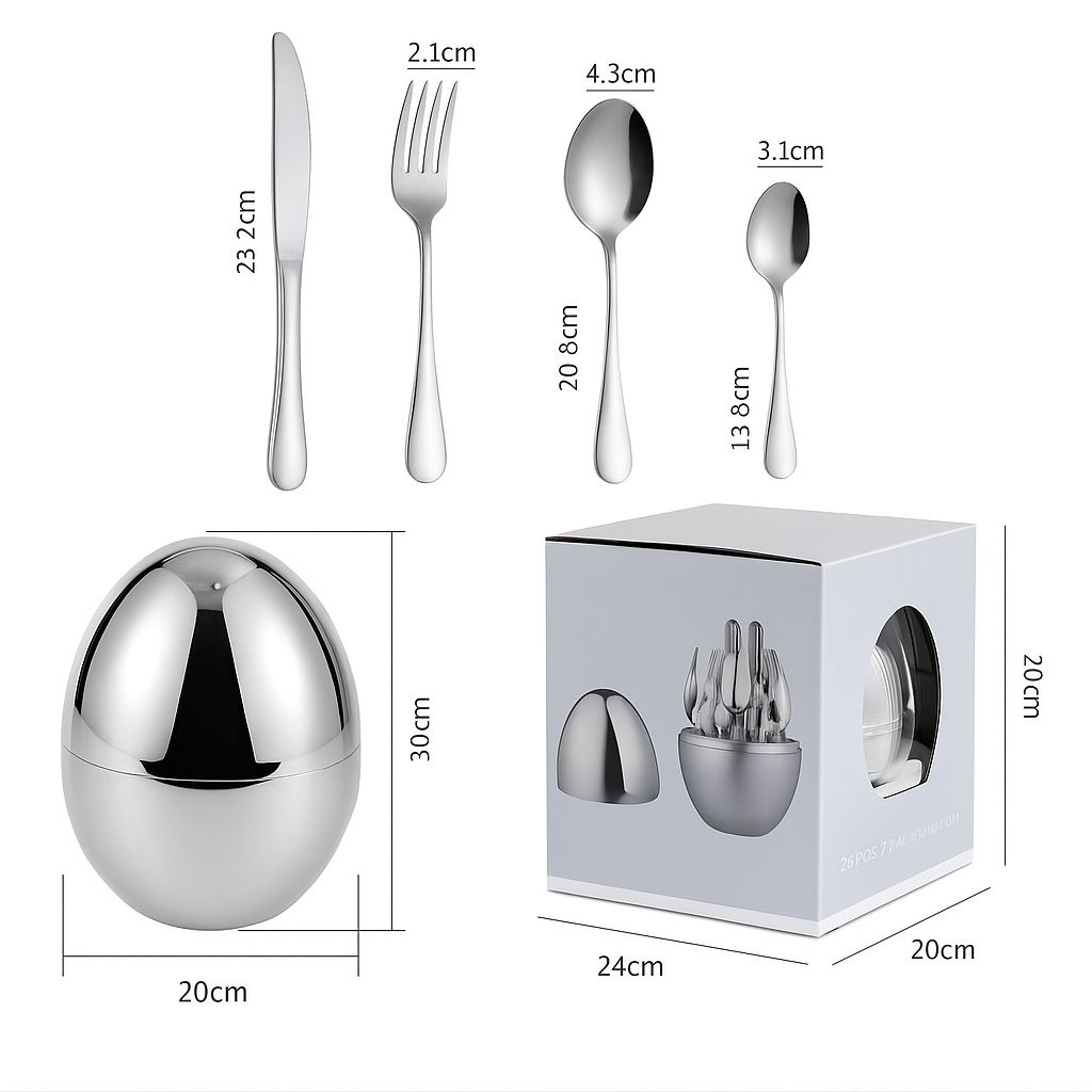 Juego de Cubiertos de Acero Inoxidable 24 Piezas con Estuche Moderno Elegante para Hogar