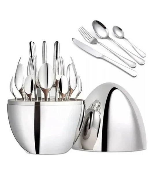 Juego de Cubiertos de Acero Inoxidable 24 Piezas con Estuche Moderno Elegante para Hogar