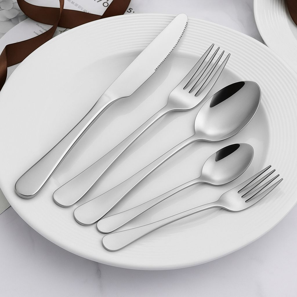 Juego de Cubiertos de Acero Inoxidable 24 Piezas con Estuche Moderno Elegante para Hogar