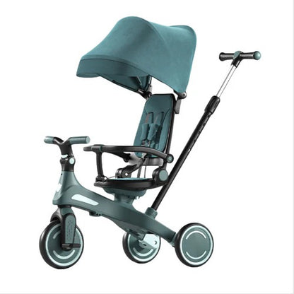 Triciclo Evolutivo 5 en 1 para Bebé con Capota, Asiento Giratorio y Manija de Control – Coche Paseador Infantil