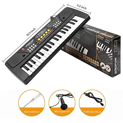Teclado Piano Eléctrico Infantil 37 Teclas con Micrófono – Órgano Musical Educativo con Ritmos y Canciones para Niños