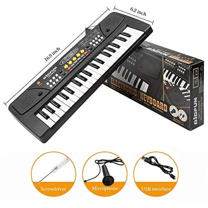 Teclado Piano Eléctrico Infantil 37 Teclas con Micrófono – Órgano Musical Educativo con Ritmos y Canciones para Niños