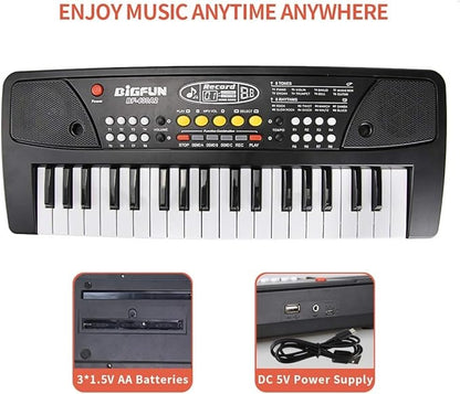 Teclado Piano Eléctrico Infantil 37 Teclas con Micrófono – Órgano Musical Educativo con Ritmos y Canciones para Niños
