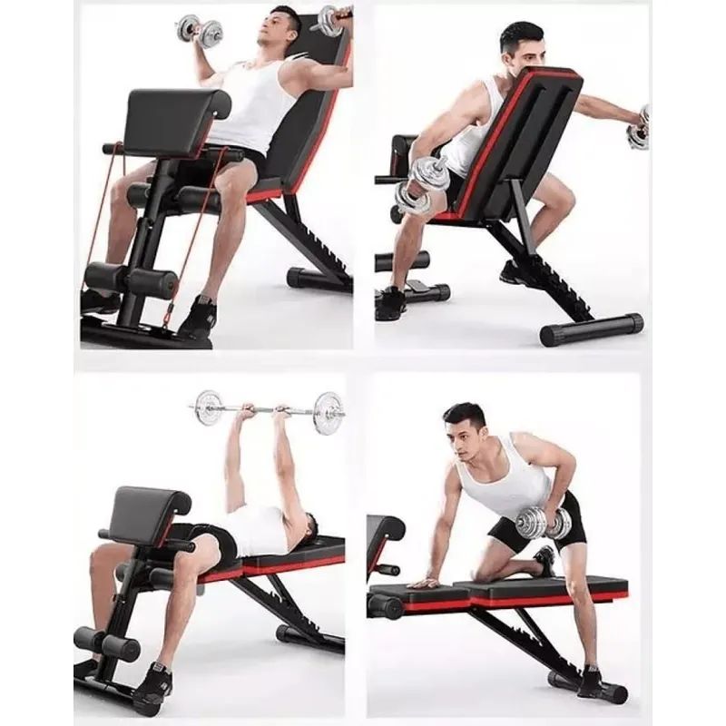 Banco Multifuncional Plegable de Entrenamiento 8 en 1 | Banco de Pesas Ajustable con Respaldo y Predicador – Gimnasio en Casa Reforzado