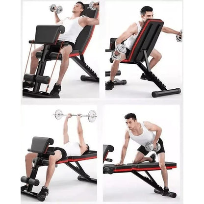 Banco Multifuncional Plegable de Entrenamiento 8 en 1 | Banco de Pesas Ajustable con Respaldo y Predicador – Gimnasio en Casa Reforzado