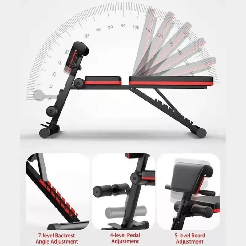 Banco Multifuncional Plegable de Entrenamiento 8 en 1 | Banco de Pesas Ajustable con Respaldo y Predicador – Gimnasio en Casa Reforzado