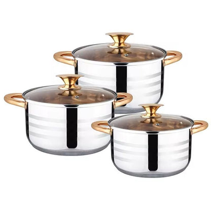 Set de Ollas de Acero Inoxidable para Inducción 6 Piezas Nía