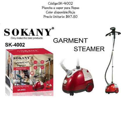 Plancha Vertical de Vapor Sokany 1800W | Elimina Arrugas Rápido | Depósito Grande y Placa XL Con Ruedas