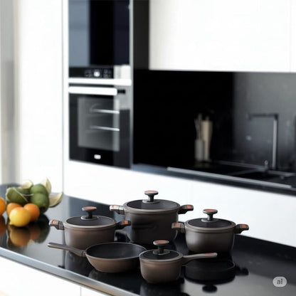 Set de Ollas Renahouse Germany 9 Piezas | Antiadherentes Premium | Libres de PFOA y Plomo | Batería de Cocina de Lujo