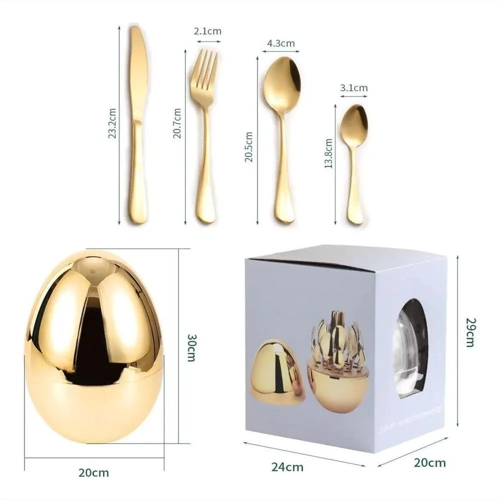 Juego de Cubiertos de Acero Inoxidable 24 Piezas con Estuche Moderno Elegante para Hogar