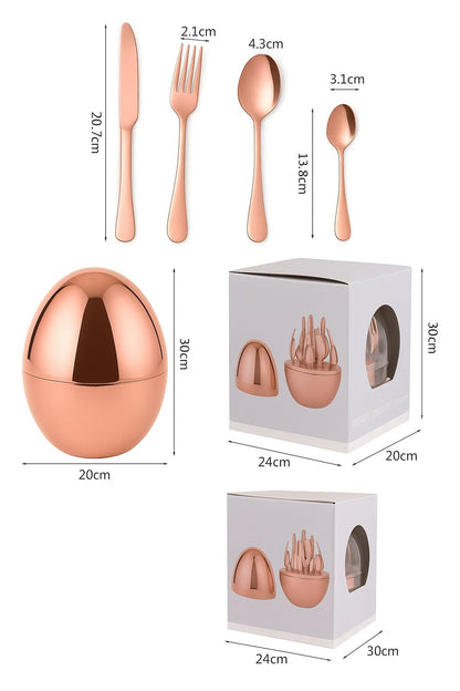Juego de Cubiertos de Acero Inoxidable 24 Piezas con Estuche Moderno Elegante para Hogar