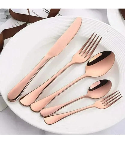 Juego de Cubiertos de Acero Inoxidable 24 Piezas con Estuche Moderno Elegante para Hogar