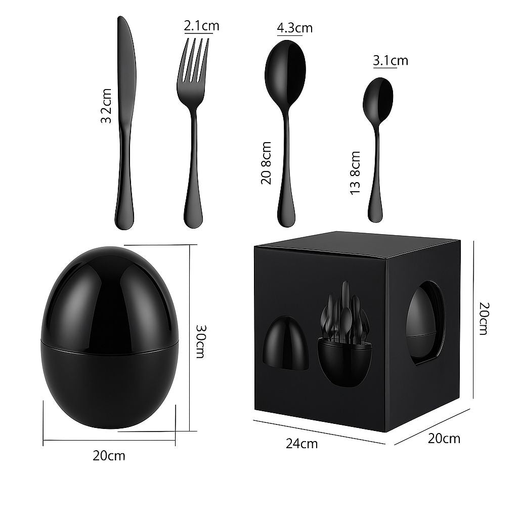 Juego de Cubiertos de Acero Inoxidable 24 Piezas con Estuche Moderno Elegante para Hogar