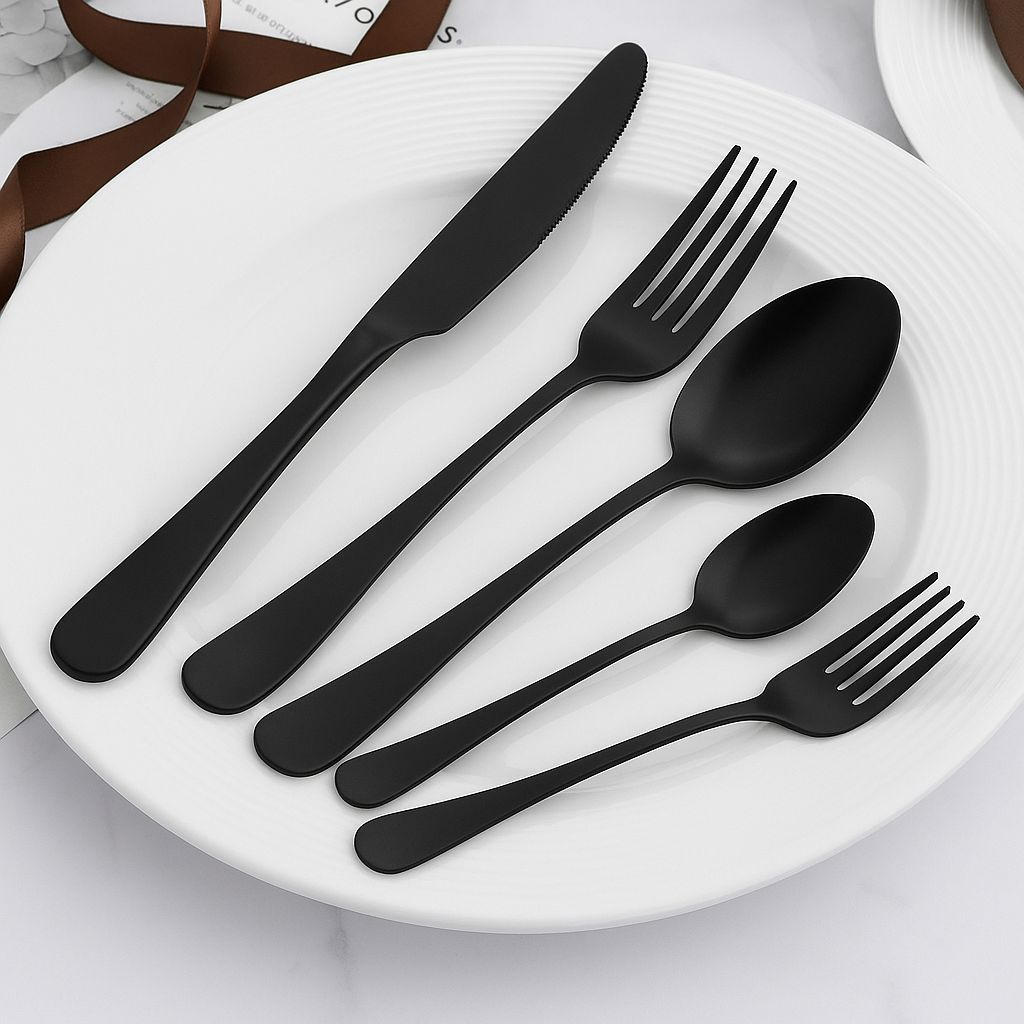 Juego de Cubiertos de Acero Inoxidable 24 Piezas con Estuche Moderno Elegante para Hogar