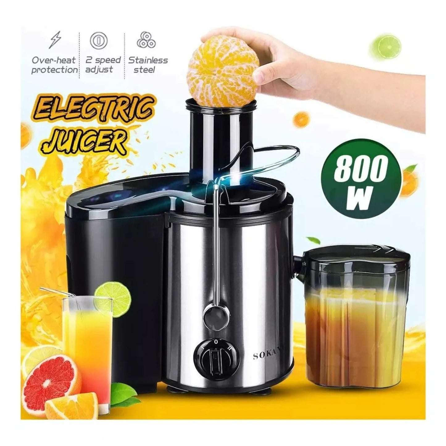 Extractor Jugos Automatico Frutas Verduras Sokany