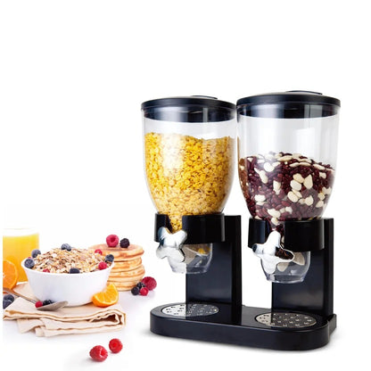 Dispensador Doble de Cereal 2L Contenedor Hermético para Granos, Avena, Frutos Secos y Snacks