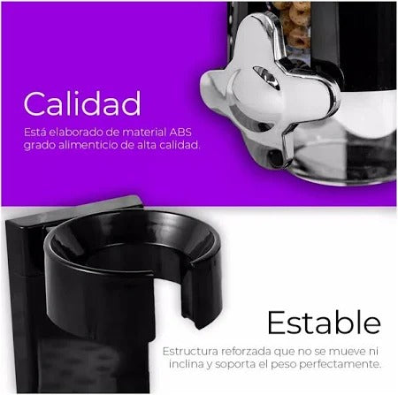 Dispensador Doble de Cereal 2L Contenedor Hermético para Granos, Avena, Frutos Secos y Snacks