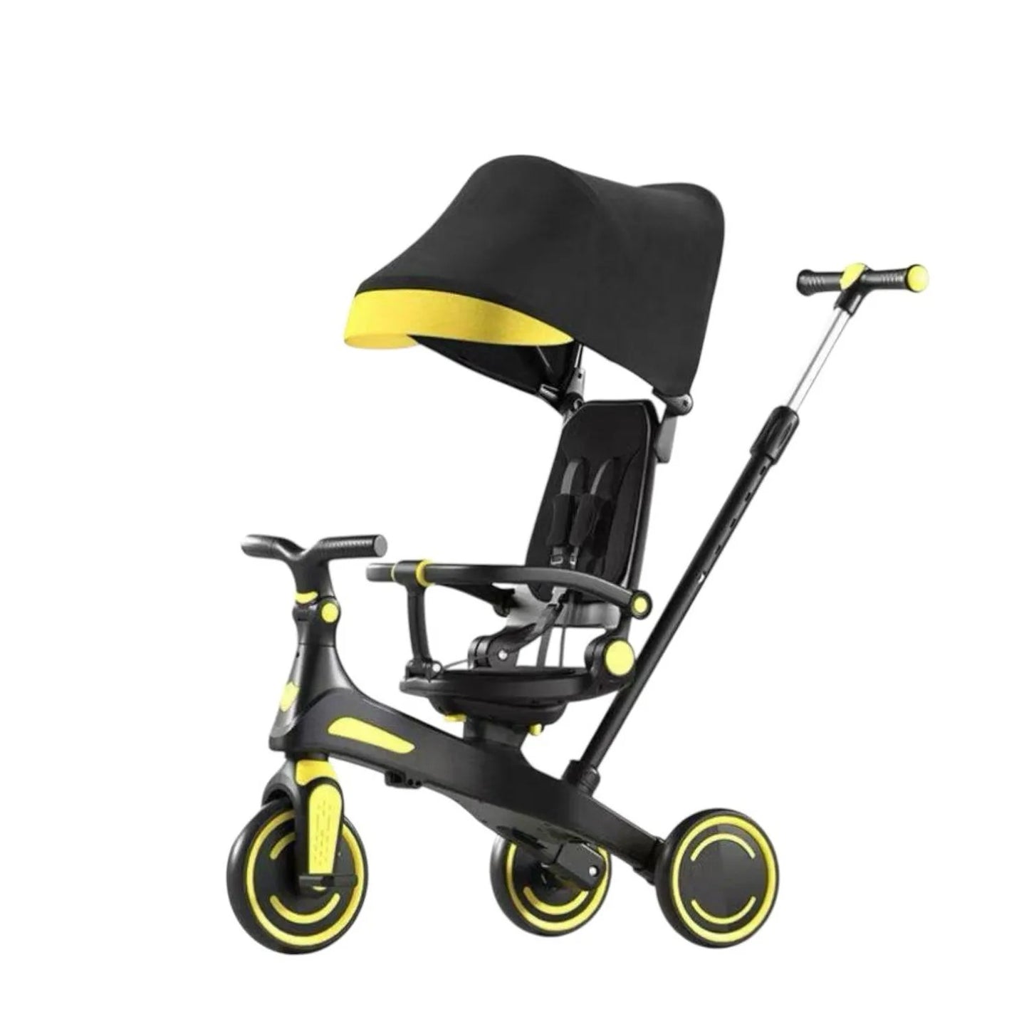 Triciclo Evolutivo 5 en 1 para Bebé con Capota, Asiento Giratorio y Manija de Control – Coche Paseador Infantil