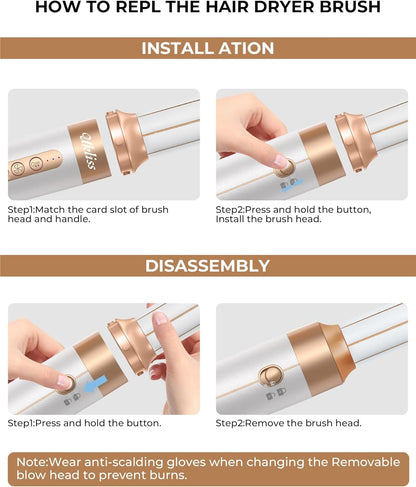Secador y Moldeador de Cabello 7 en 1 – Secador, Alisador, Rizador y Cepillo con Tecnología Iónica y Accesorios Intercambiables