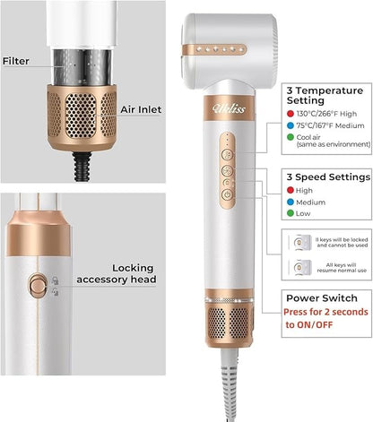 Secador y Moldeador de Cabello 7 en 1 – Secador, Alisador, Rizador y Cepillo con Tecnología Iónica y Accesorios Intercambiables