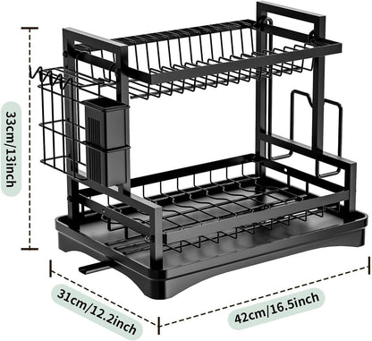 Organizador y Escurridor Loza Platos Acero Inoxidable 2 Niveles