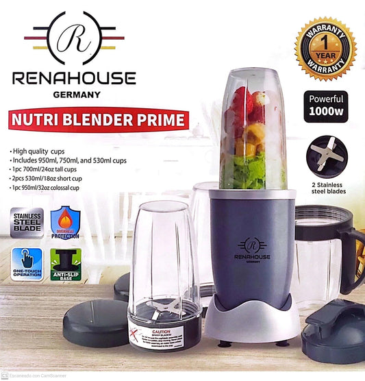 Licuadora Nutribullet Renahouse 1000W Vaso Grande 950ml + Accesorios