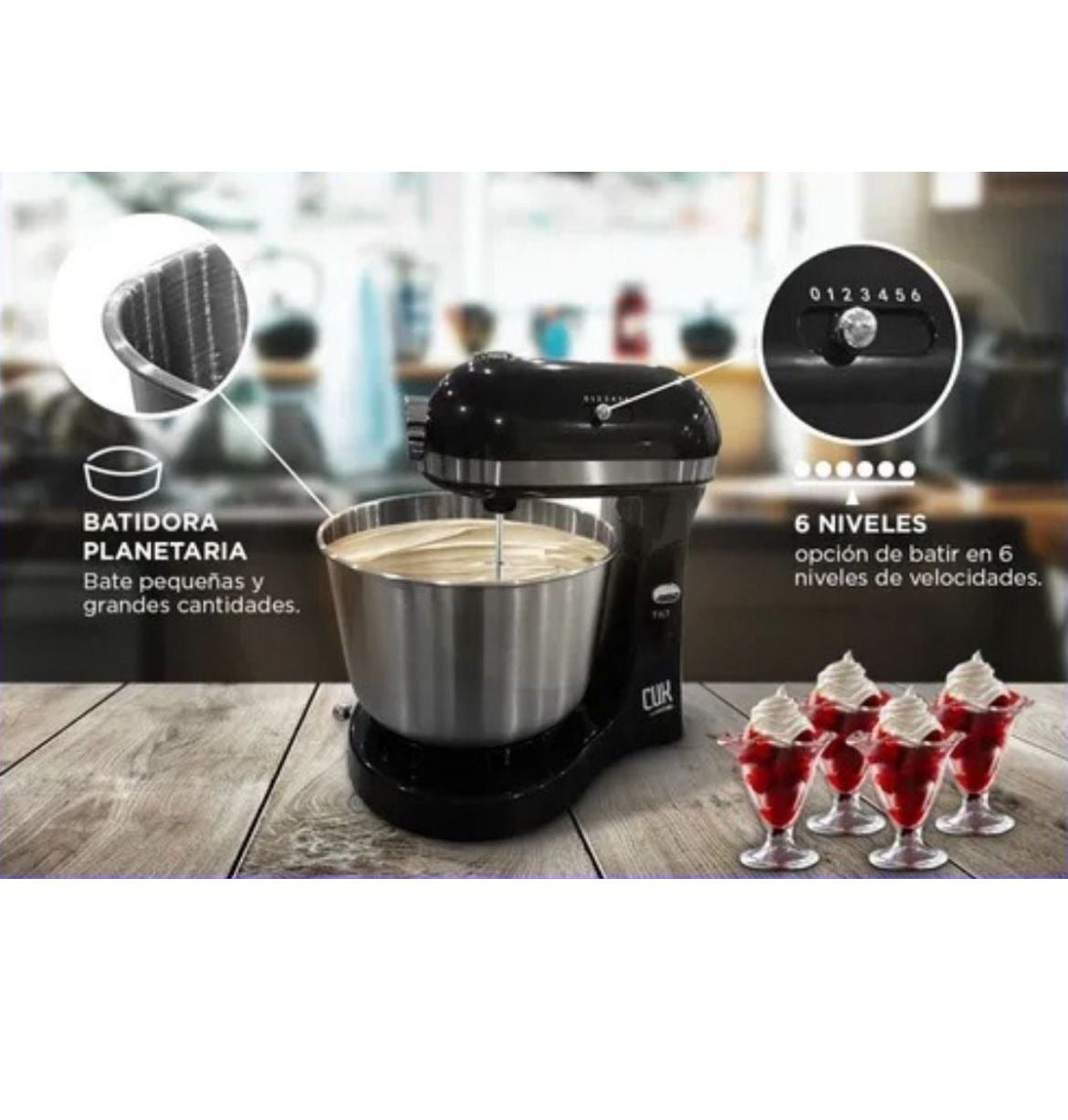 Batidora De Pie Gadnic Batidor Intercambiables 6 Velocidades