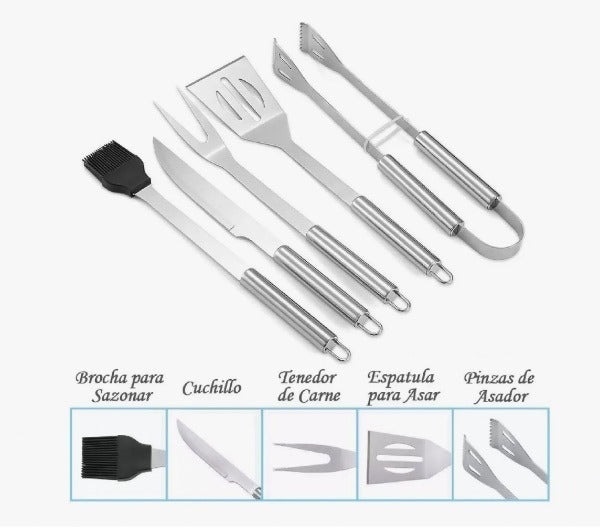 Set de Utensilios Parrillada BBQ de 15 piezas acero inoxidable BD-15
