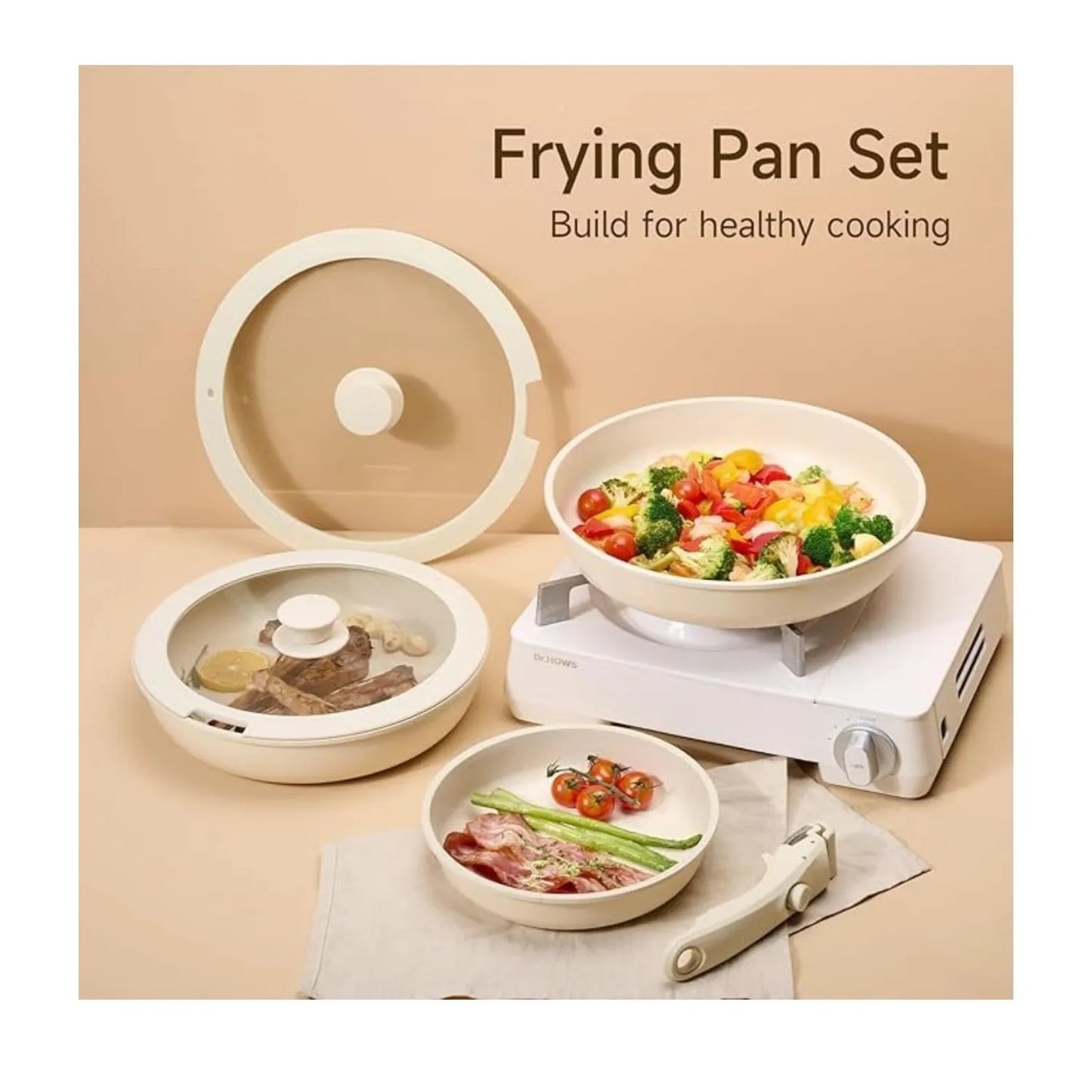 Set Ollas Donor 5 Piezas Cerámica Granito Marmol Antiadherente