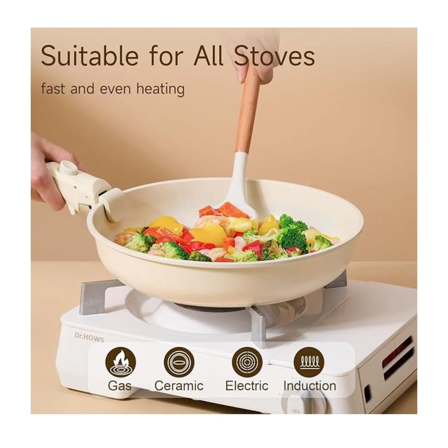 Set Ollas Donor 5 Piezas Cerámica Granito Marmol Antiadherente